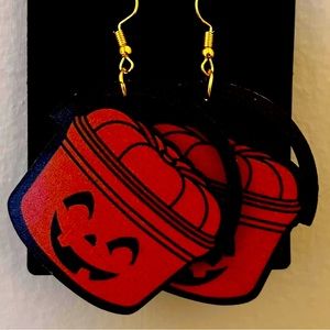 pumpkin bucket earrings